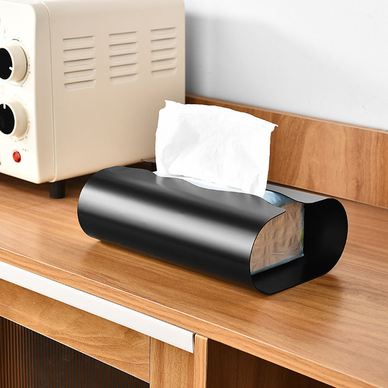 Stainless Steel Curved Creative Desktop Punch-free Paper Towel Storage Box