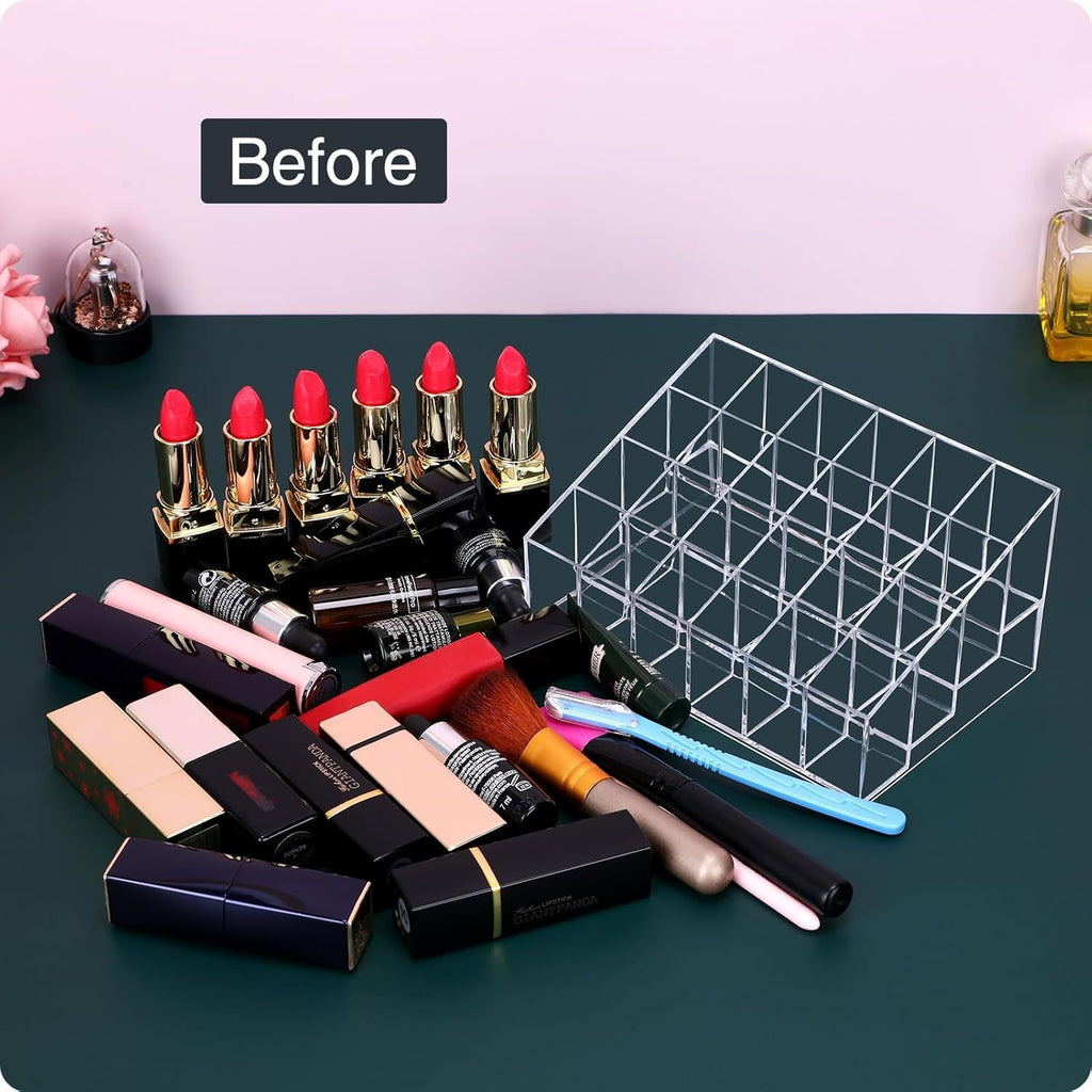 Lipstick Organizer,Small Clear Plastic Compact Lip Gloss Chapstick Perfume Sample Mascara Holder With 9,24,36,40 Slots
