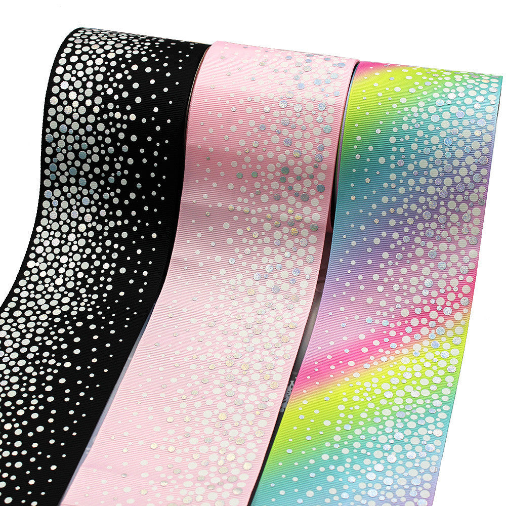 75mm Luminous Threaded Braid Hair Bow Ingredients Solid Color Rainbow Bronzing Fluorescent Ribbon