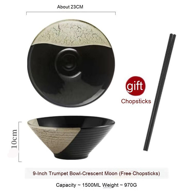 Frosted Tableware Bright Noodles Household Large Bowl Plate Ceramic