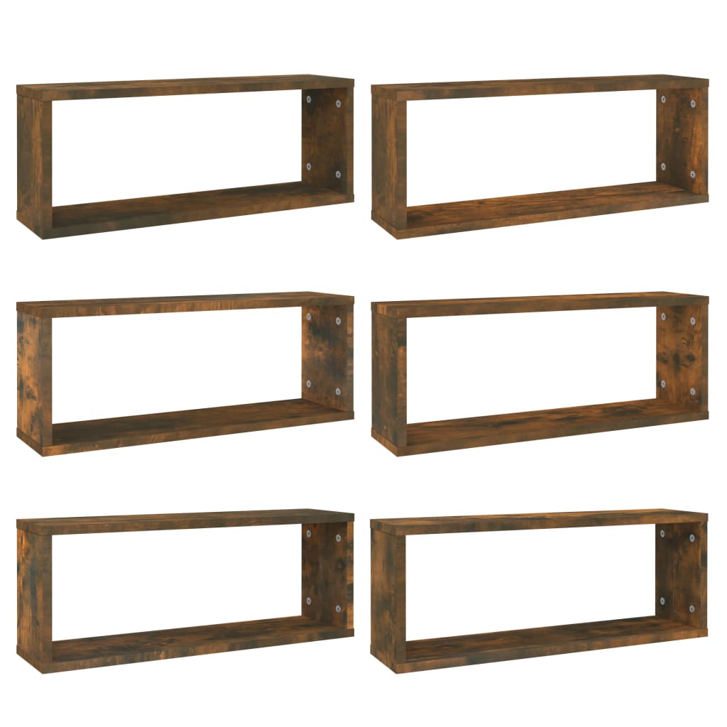 Mensole a cubo 6 pezzi Rovere affumicato 60x Materiale a base di legno