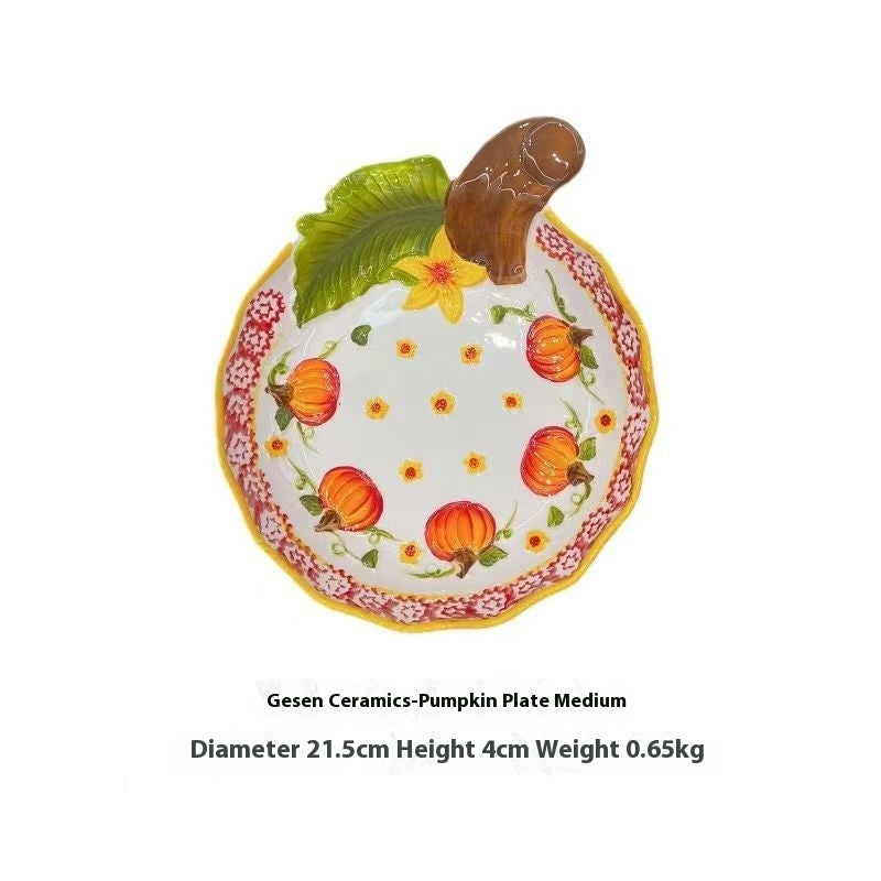 Pumpkin Bowl Tableware Suit Noodle Bowl Plate Dishes Household