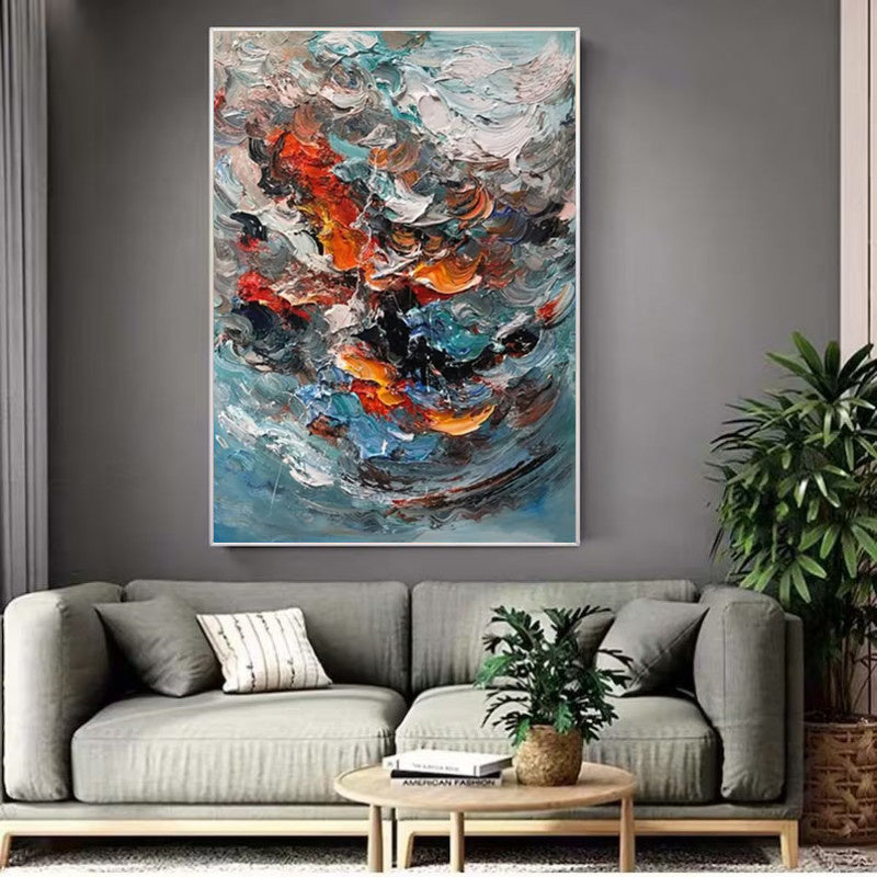 Large Colorful 3D Texture Handmade Oil Painting Original Abstract For Living Room Contemporary Home Decor Scandinavian Art