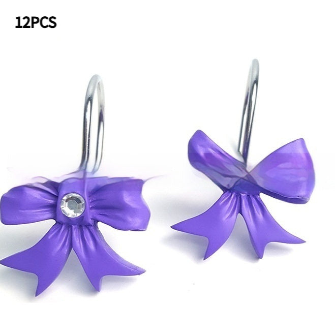 Resin Bow Rhinestone Shower Curtain Bathroom Curtain Bracelet Sticky Hook