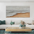 Nordic Hand-painted Oil Painting On Canvas Abstract Textured Seaside Landscape Wall Art Decoration For Home Living Room Office Decor Mural
