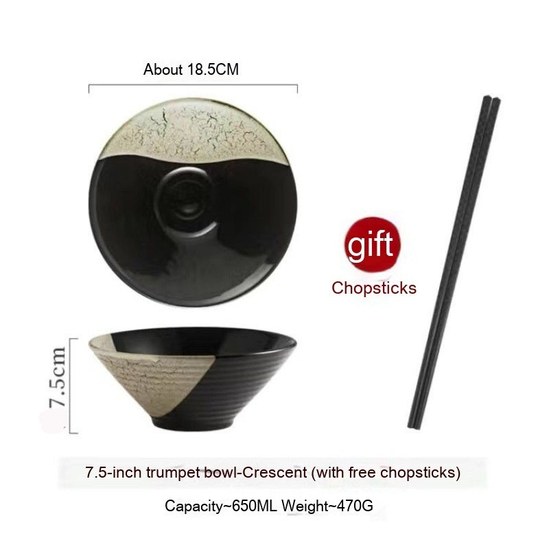 Frosted Tableware Bright Noodles Household Large Bowl Plate Ceramic