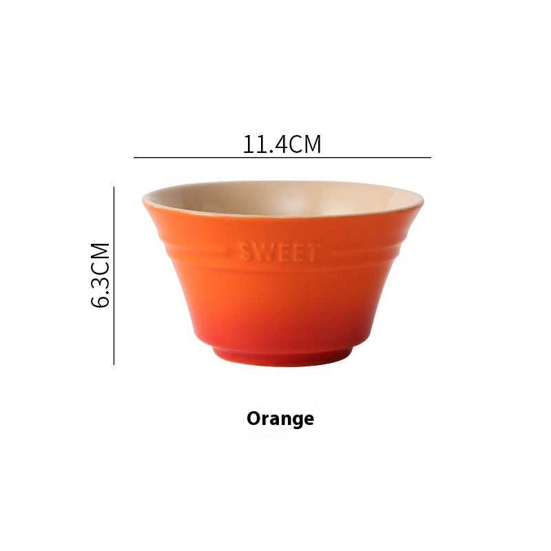 Colorful Gradient Ceramic 45-inch Bamboo Hat Rice Bowl Creative Home