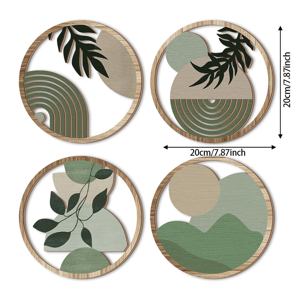 Retro Multi-leaf Round Wooden Decorative Wall Stickers