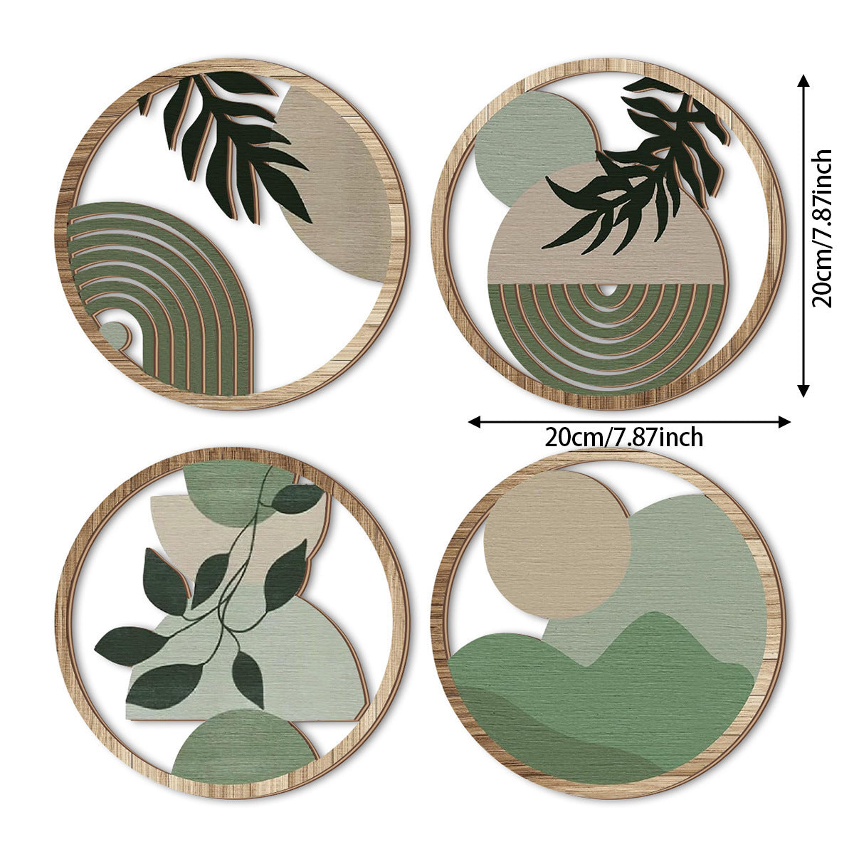 Retro Multi-leaf Round Wooden Decorative Wall Stickers