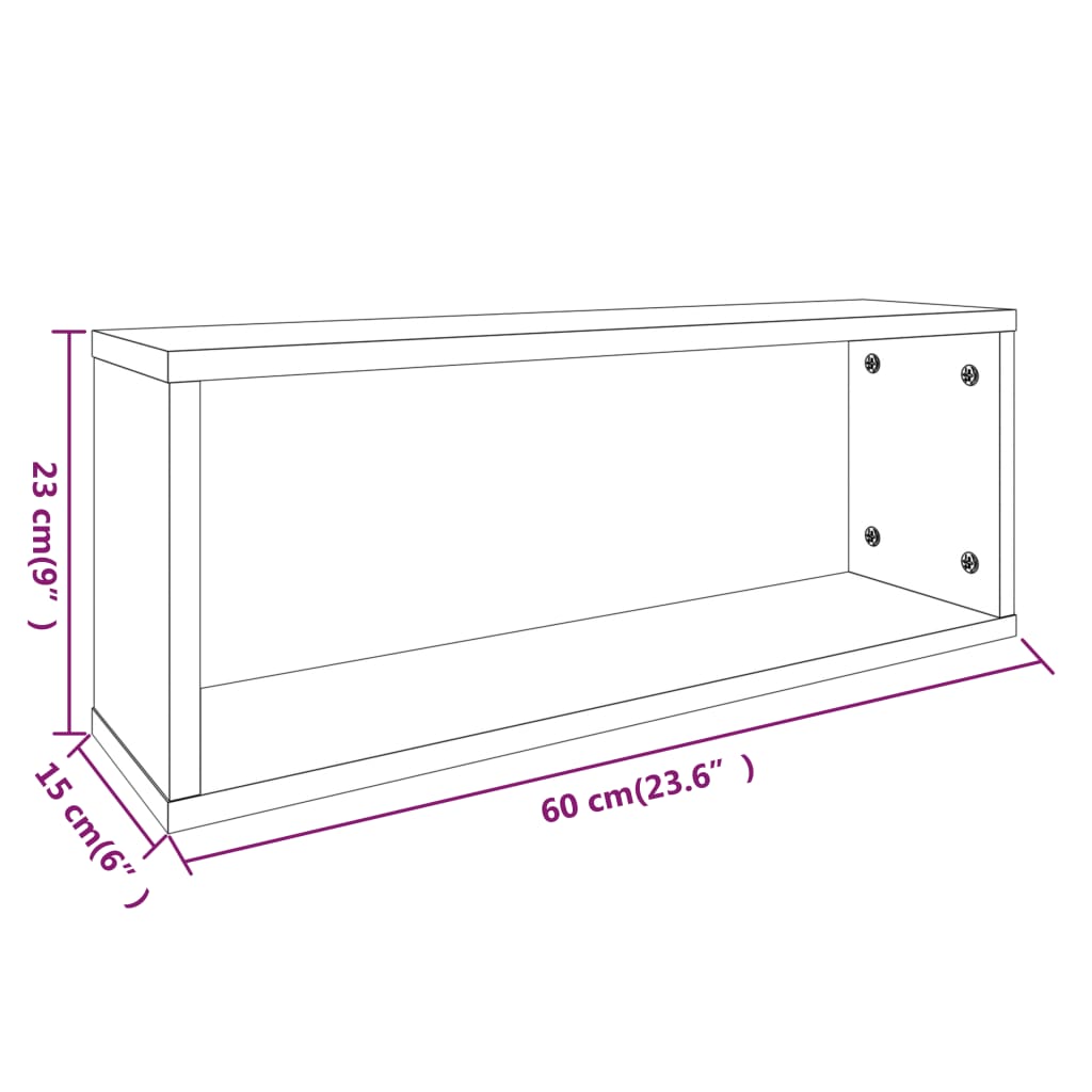 Mensole a cubo 6 pezzi Rovere affumicato 60x Materiale a base di legno