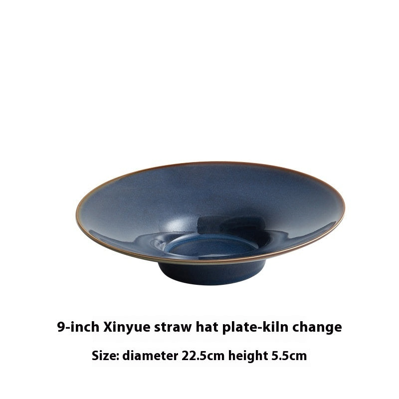 Creative Ceramic Straw Hat Plate Japanese Italian Pasta Dish