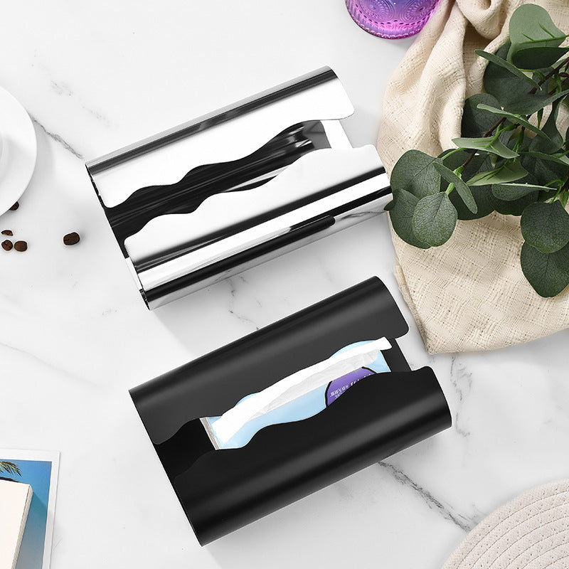 Stainless Steel Curved Creative Desktop Punch-free Paper Towel Storage Box