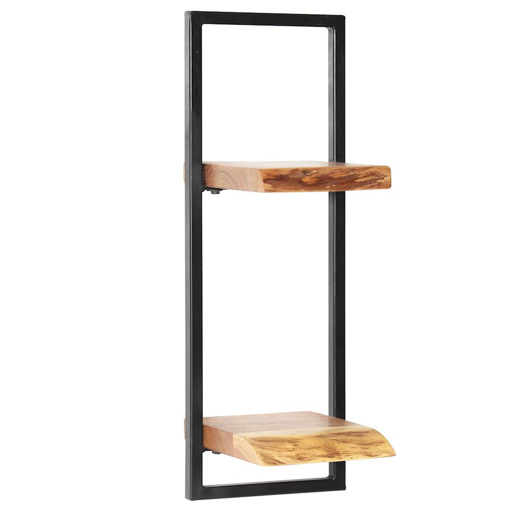set di mensole da parete, 5 pezzi, legno massello di acacia e mensole da parete