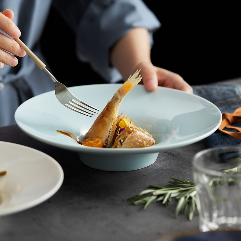 Creative Ceramic Straw Hat Plate Japanese Italian Pasta Dish