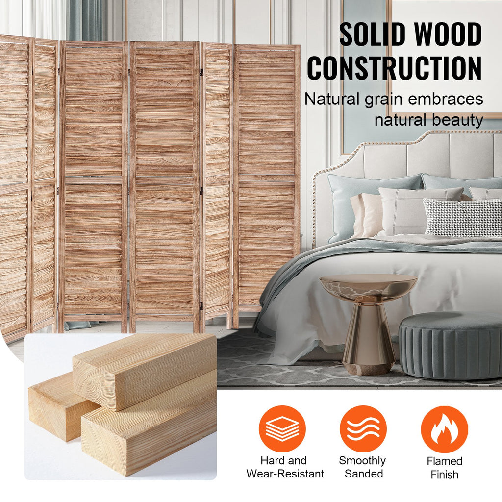 Divisorio in legno per ambienti, divisorio per la privacy pieghevole in legno a 8 pannelli, divisorio per interni con persiane alto 66,9 pollici, divisorio decorativo portatile, per la separazione di ambienti, casa, ufficio, ristorante e camera da letto