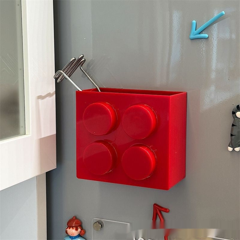 Magnetic Storage Box Refrigerator Decorative Plastic Wrap Straw Rack