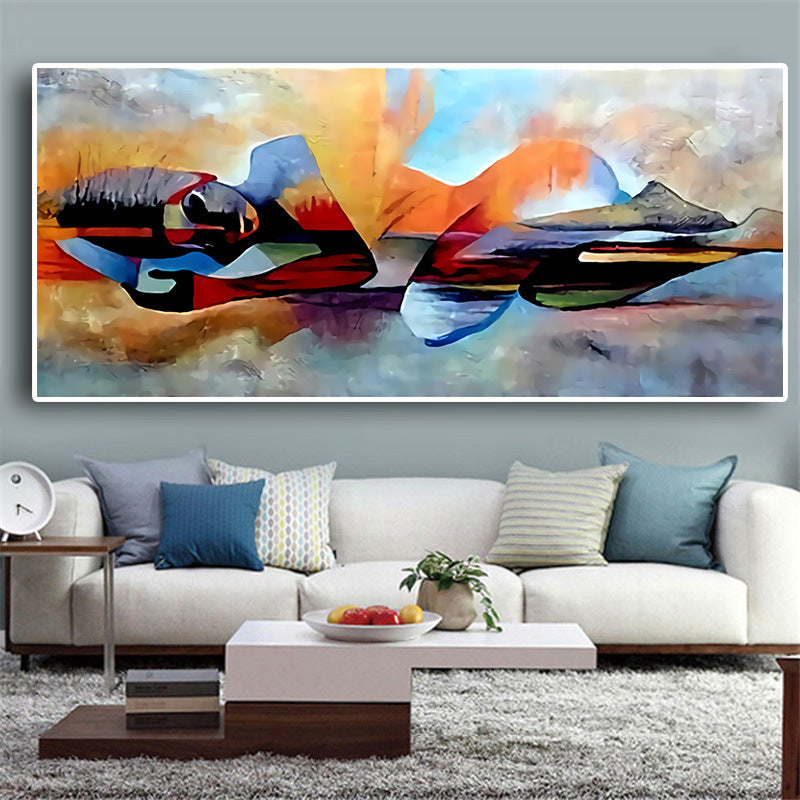Colorful Abstract Geometric Water Woman Decorative Painting