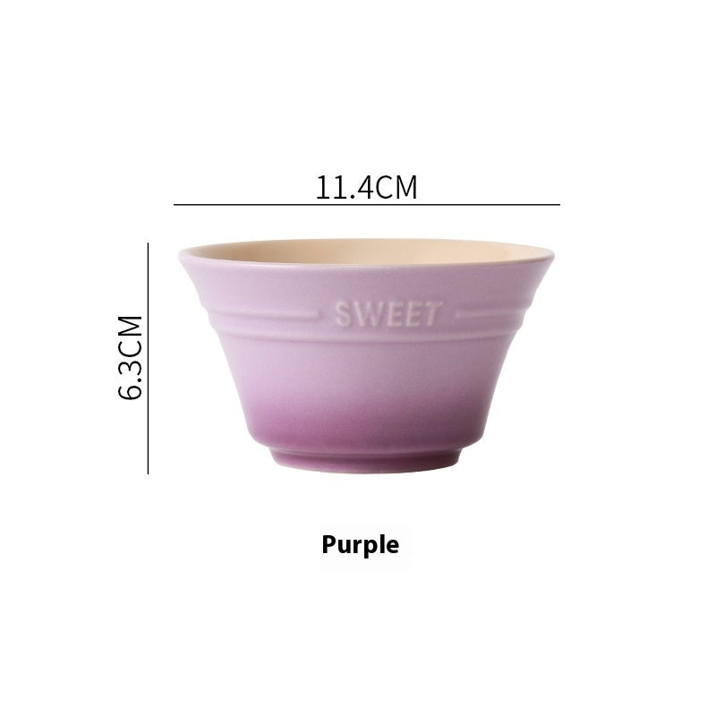Colorful Gradient Ceramic 45-inch Bamboo Hat Rice Bowl Creative Home