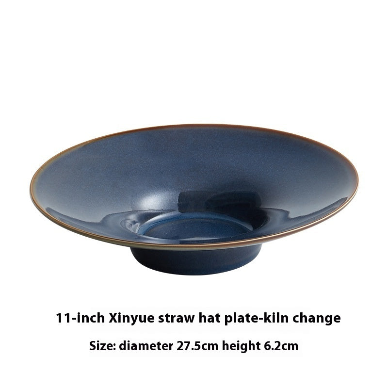 Creative Ceramic Straw Hat Plate Japanese Italian Pasta Dish