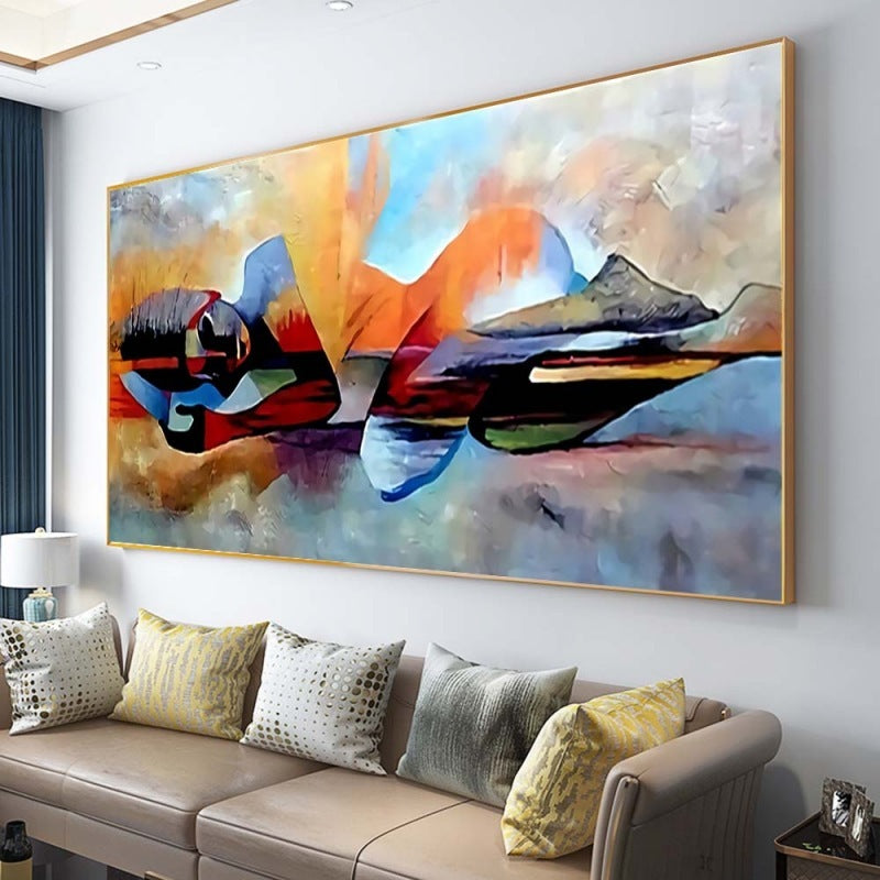 Colorful Abstract Geometric Water Woman Decorative Painting