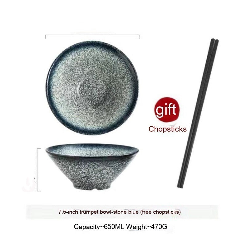 Frosted Tableware Bright Noodles Household Large Bowl Plate Ceramic