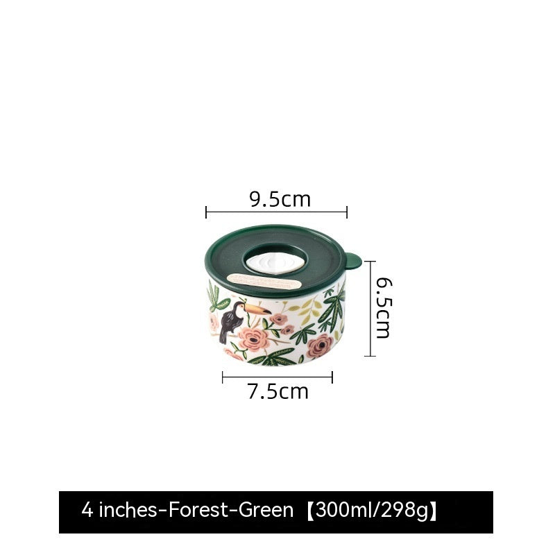 Portable With Cover Ceramic Bowl Microwave Oven Dedicated For Heating Bento Box Refrigerator Sealed Crisper