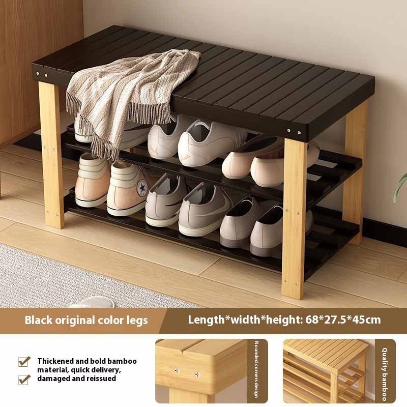 Shoe Changing Stool Door Home Sitting Shoe Cabinet Stool Integrated Shoe Rack Bamboo Bench