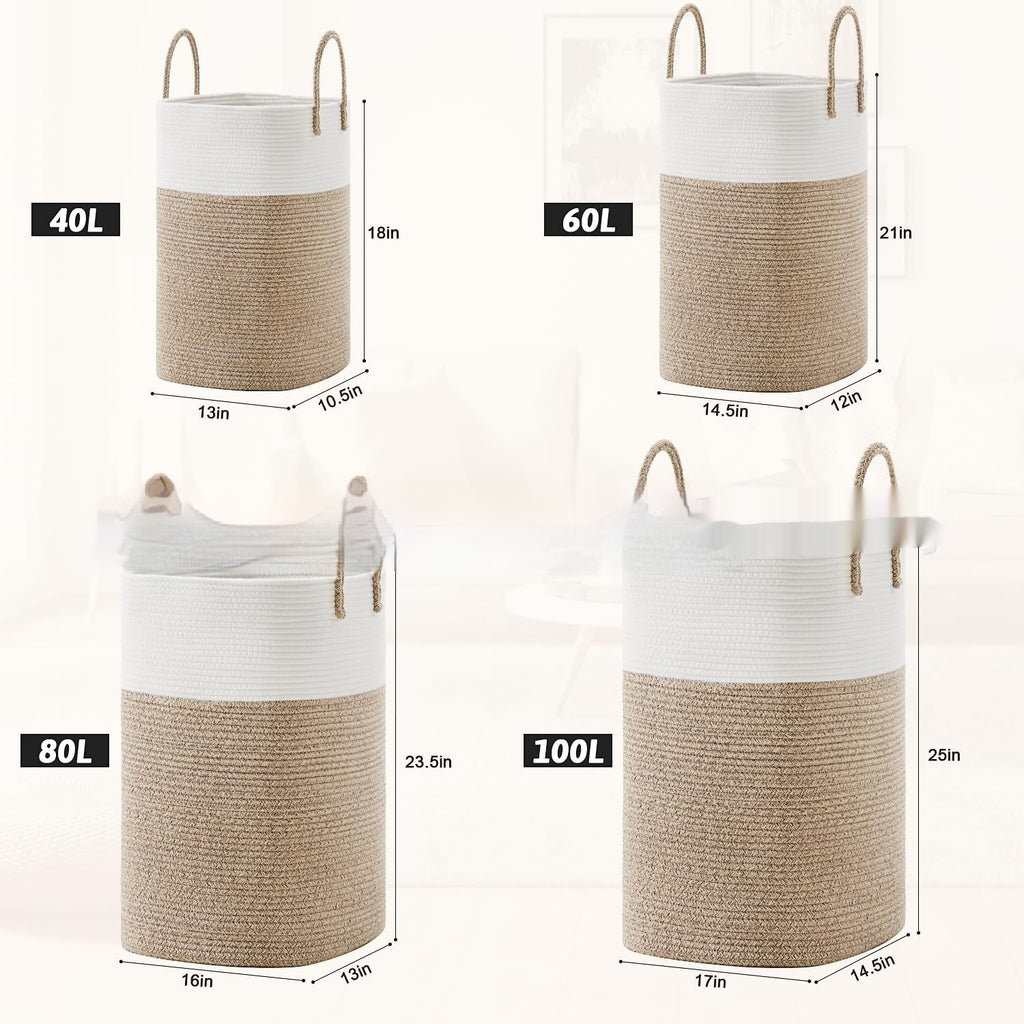Portable Square Cotton String Foldable Storage Basket