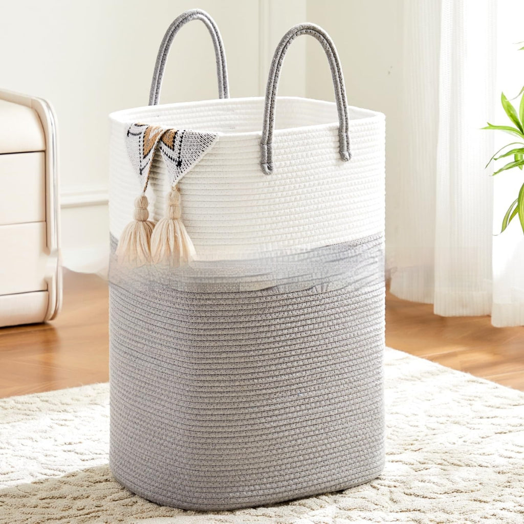 Portable Square Cotton String Foldable Storage Basket