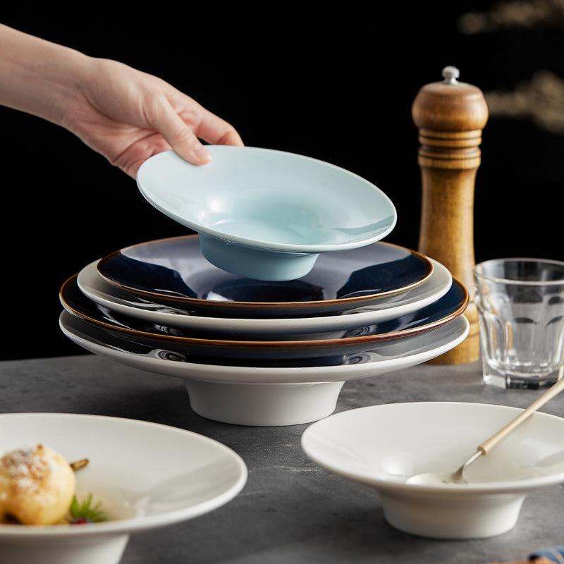 Creative Ceramic Straw Hat Plate Japanese Italian Pasta Dish