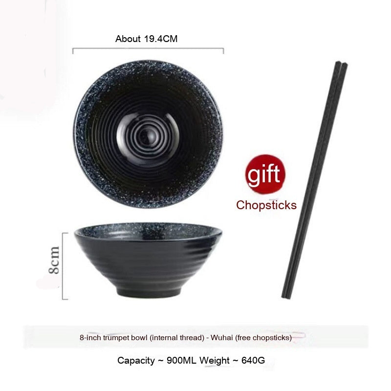 Frosted Tableware Bright Noodles Household Large Bowl Plate Ceramic