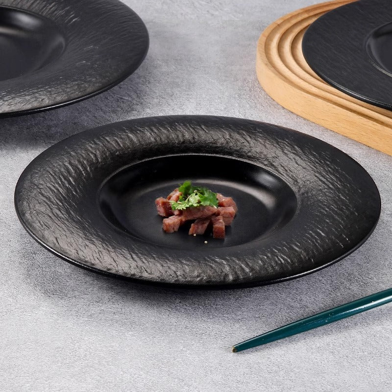 Black Hot Pot Food Plate Barbecue Plate