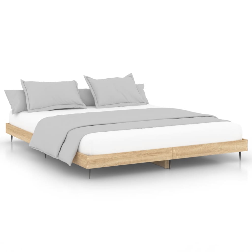 Struttura letto senza materasso in legno composito di rovere Sonoma