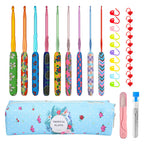 Soft Pottery Printed Crochet Set Colorful Crochet Knitting Tools