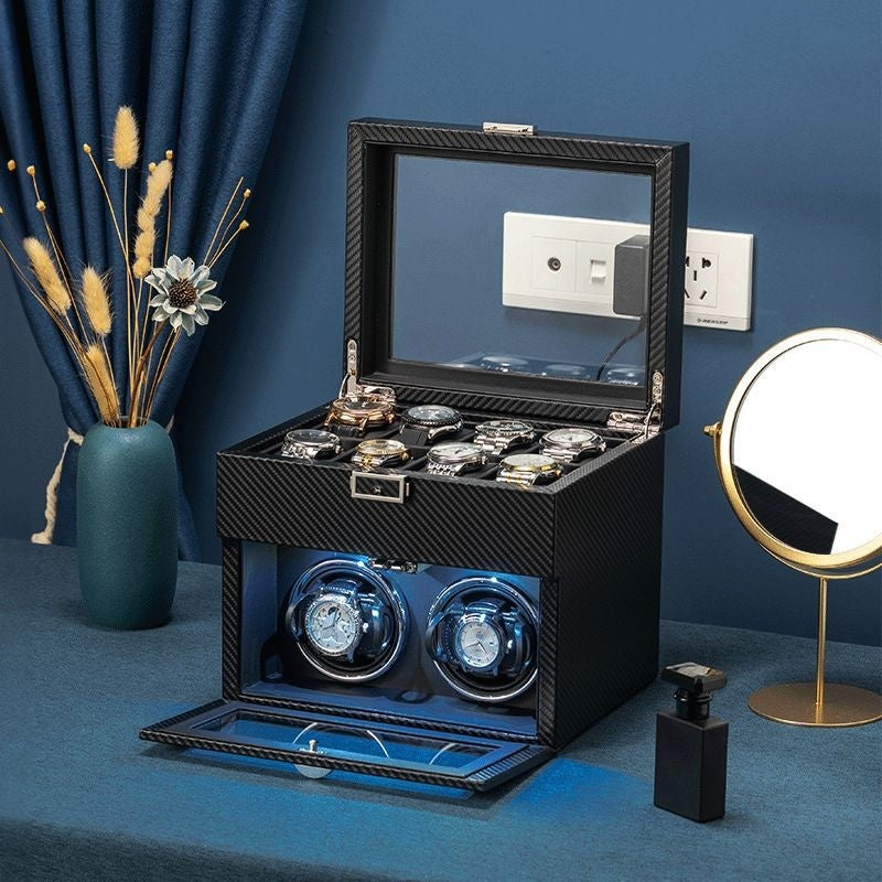 High End Leather Mechanical Watch Storage Rocking Case