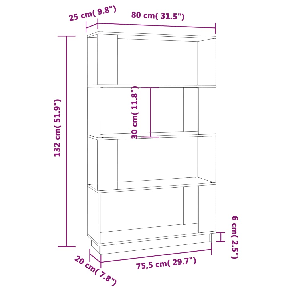 Libreria/divisorio per ambienti 80x in legno massello di pino