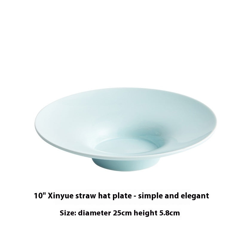 Creative Ceramic Straw Hat Plate Japanese Italian Pasta Dish