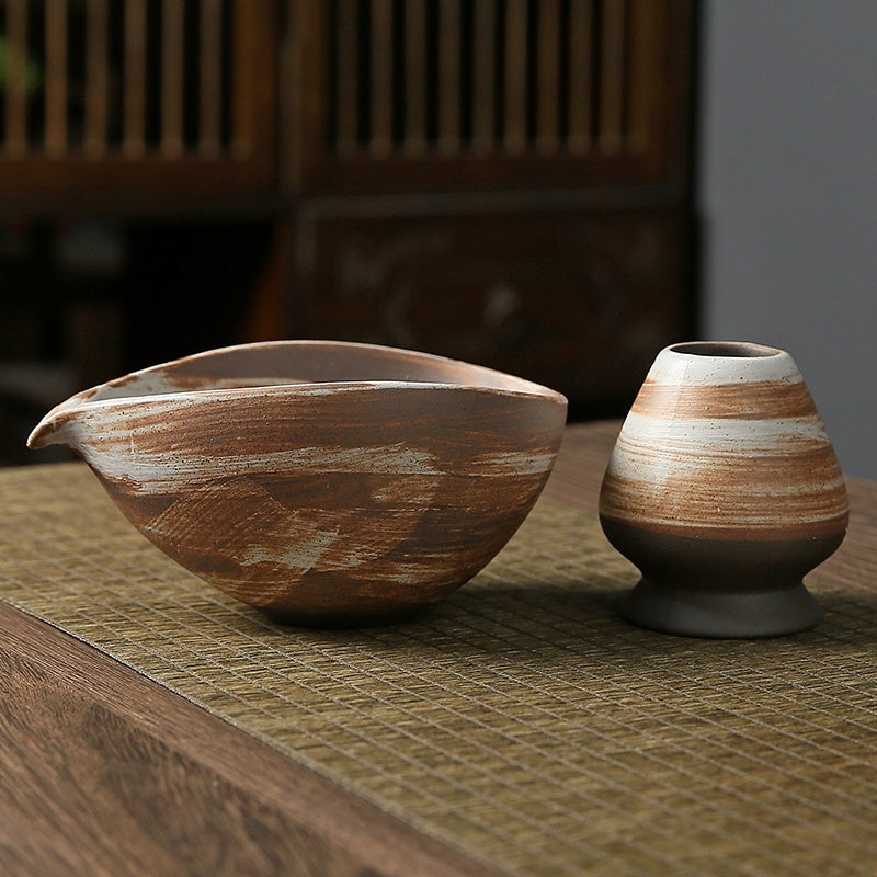 Tea Set For Making Matcha With Coarse Pottery