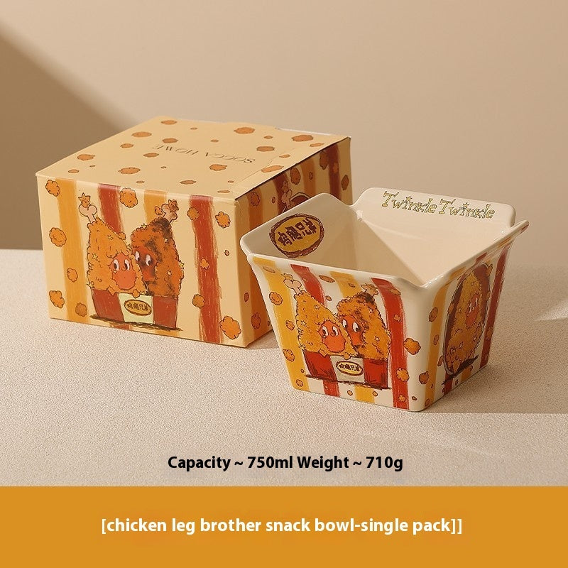 XINGX People Popcorn Bowl Ceramic Bowl Fruit Bowl