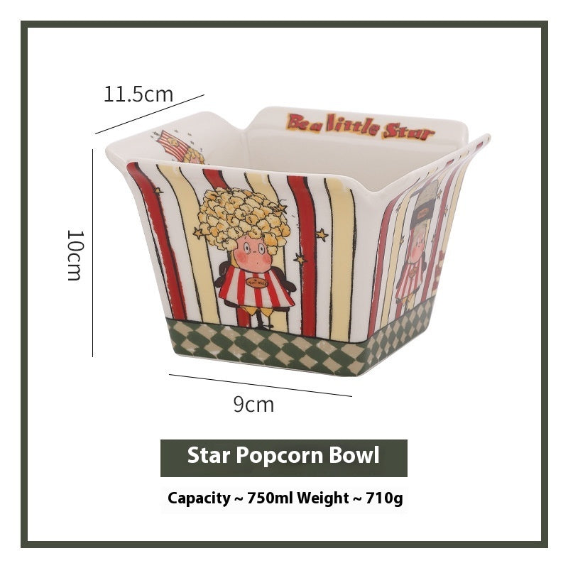 XINGX People Popcorn Bowl Ceramic Bowl Fruit Bowl