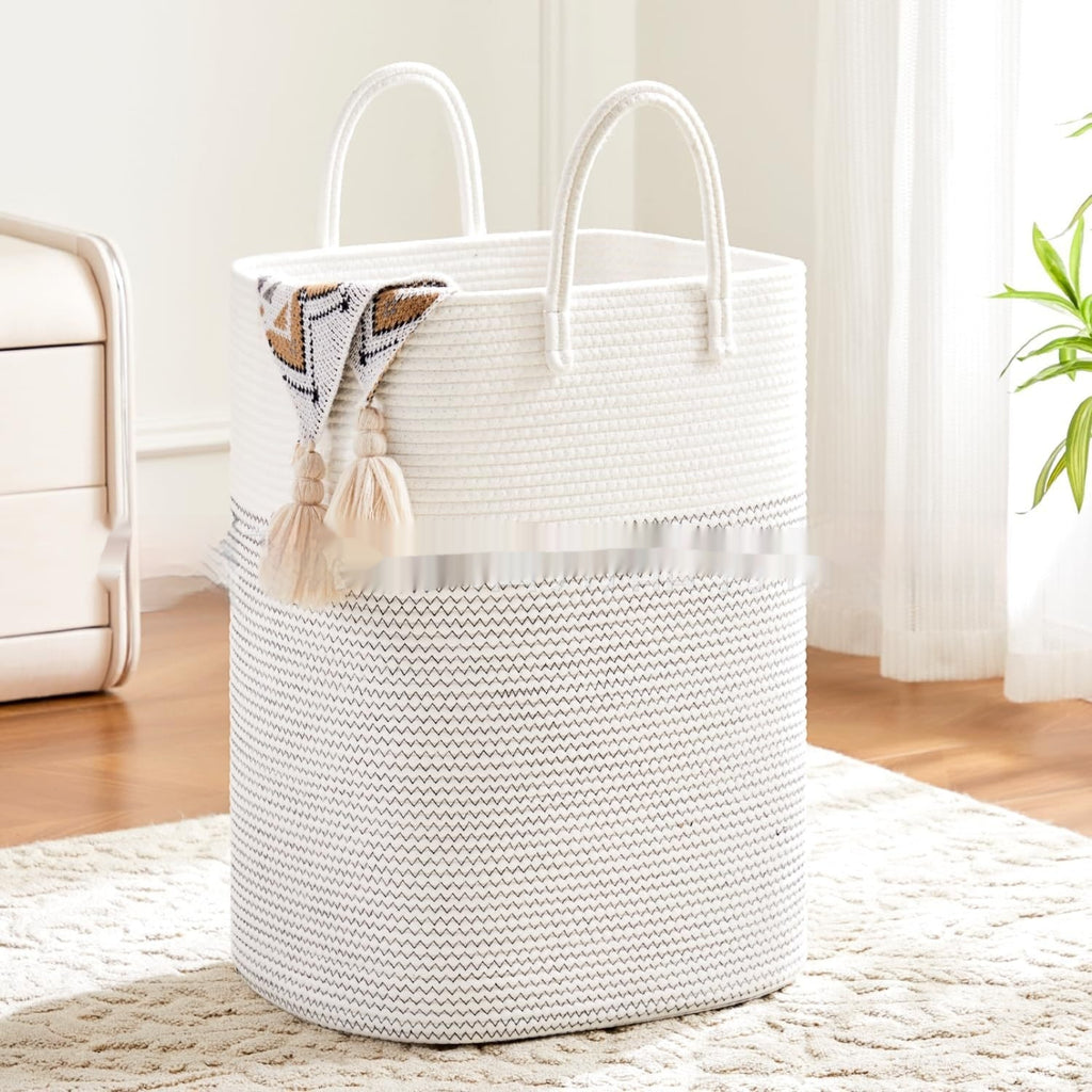 Portable Square Cotton String Foldable Storage Basket
