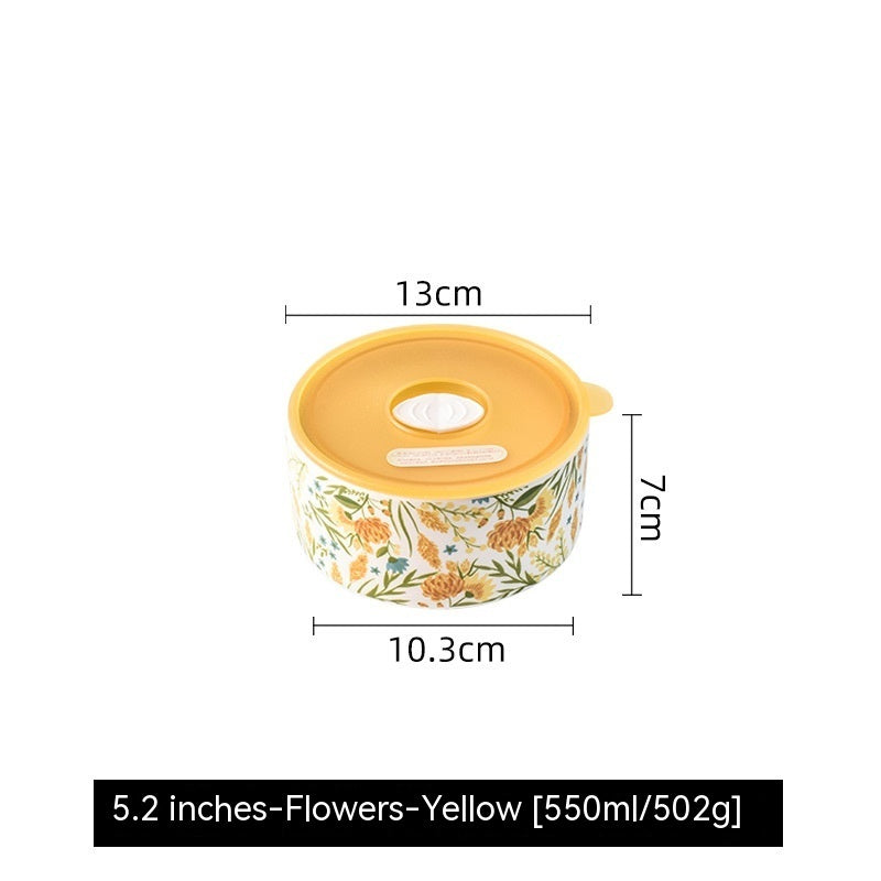 Portable With Cover Ceramic Bowl Microwave Oven Dedicated For Heating Bento Box Refrigerator Sealed Crisper