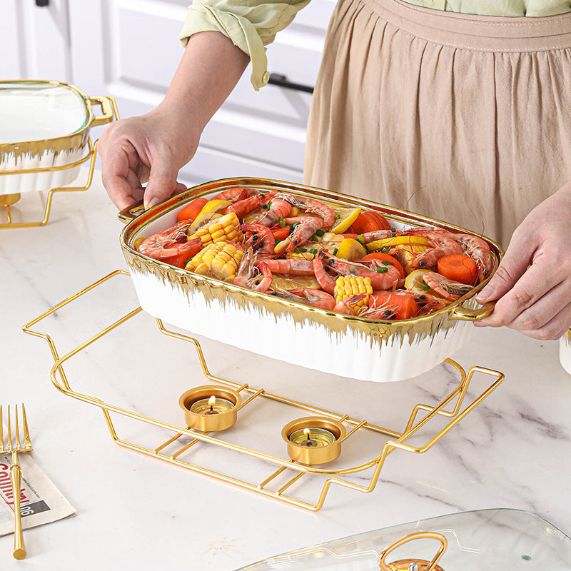 Household Creative Double-ear Square Casserole With Lid