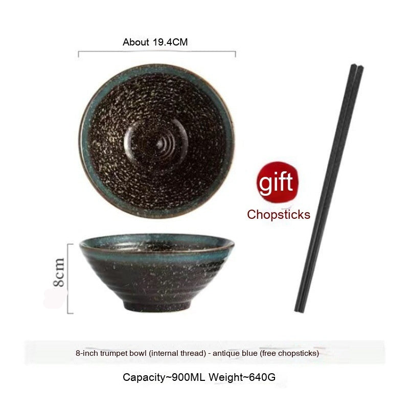 Frosted Tableware Bright Noodles Household Large Bowl Plate Ceramic