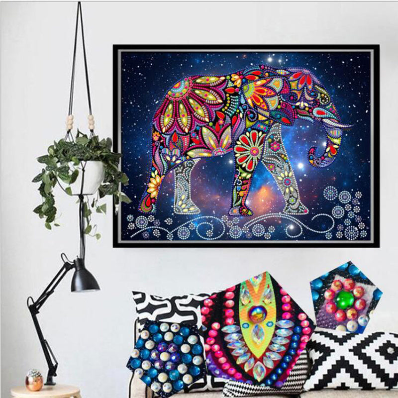 Elephant Walk Special Shape Diamond Painting DIY