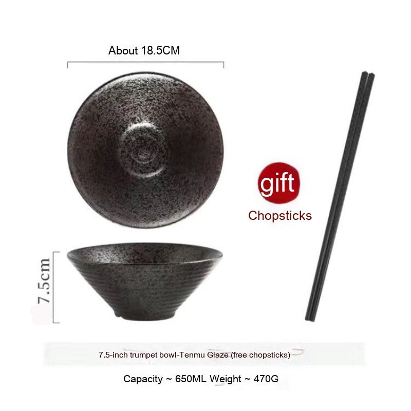 Frosted Tableware Bright Noodles Household Large Bowl Plate Ceramic