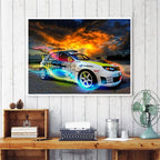 5D Diamond Painting Full Of Diamond Fire Chariot Cross Stitch Decorative Painting