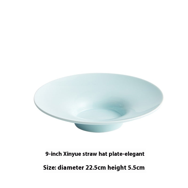 Creative Ceramic Straw Hat Plate Japanese Italian Pasta Dish