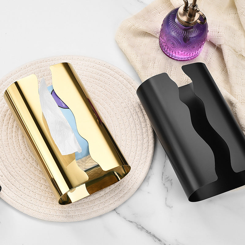 Stainless Steel Curved Creative Desktop Punch-free Paper Towel Storage Box