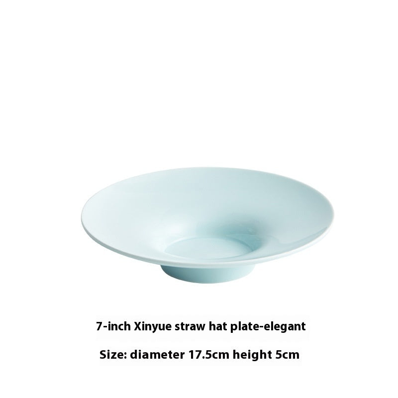 Creative Ceramic Straw Hat Plate Japanese Italian Pasta Dish
